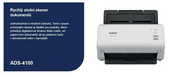 Skener BROTHER ADS-4100 DUALSKEN A4 35 str./70dual 600x600 60ADF USB