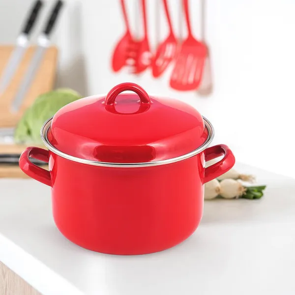 Smaltovaný hrniec s pokrievkou Red MILTON
