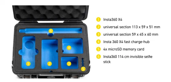 BW Outdoor Case Type 1000 pre Insta360 X4, čierne
