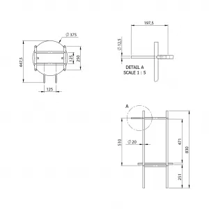 PUNO podstavec pre okrúhle umývadlá 375x830x448xmm, čierny SKA380-2