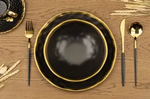 HowHomely Súprava 2 ks tanierov LISSA čierna/zlatá