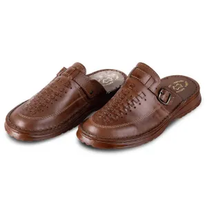 Pánske celokožené šľapky hnedé