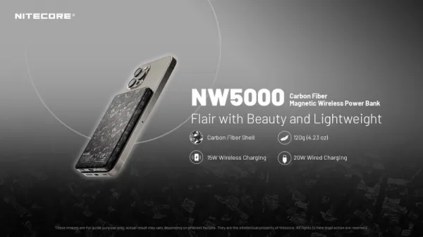 Nitecore NW5000 ultraľahká powerbanka s bezdrôtovým nabíjaním 120g