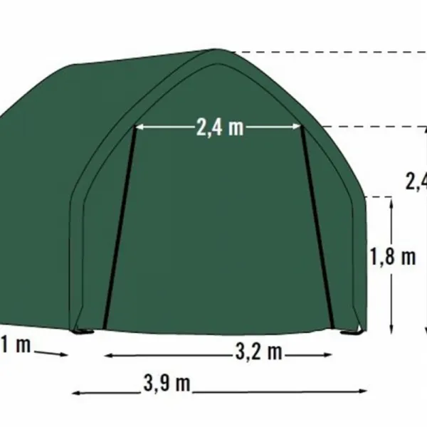 Plachtová garáž 3,9 x 6,1 m zelená Dekorhome