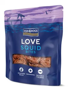 FISH4DOGS Maškrty pre psov LOVE kalmáre 80 g