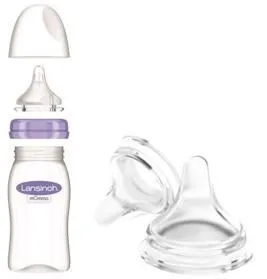 LANSINOH Fľaša sklenená dojčenská s NaturalWave® cumľom (M) 240ml