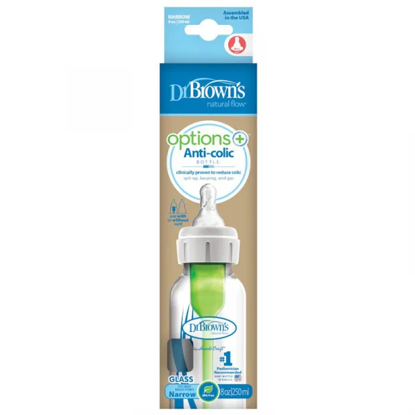 Dr. Brown’s Options+ sklenená Anti colic 1ks SB81003-P4 250ml,DR.BROWN'S Fľaša antikolik Options+ úzke hrdlo 250 ml sklo