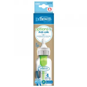 Dr. Brown’s Options+ sklenená Anti colic 1ks SB81003-P4 250ml,DR.BROWN'S Fľaša antikolik Options+ úzke hrdlo 250 ml sklo