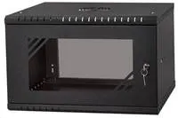 LEXI-Net 19" nástěnný rozvaděč Basic 6U 520x350, skleněné dveře, bez zad, rozložený, černý