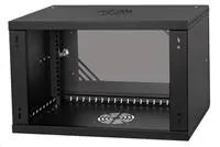 LEXI-Net 19" nástěnný rozvaděč Basic 6U 520x350, skleněné dveře, bez zad, rozložený, černý