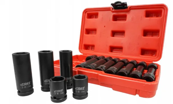 VERKE Rázové nadstavce 1/2" 10-19mm - dlhé a krátke