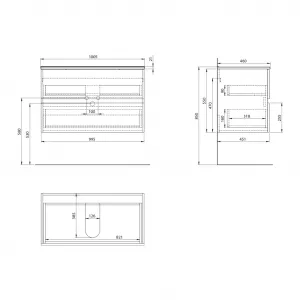 AQUALINE - PANEDA STRIP umývadlová skrinka 99,5x55x45,2cm, dub emporio PN310