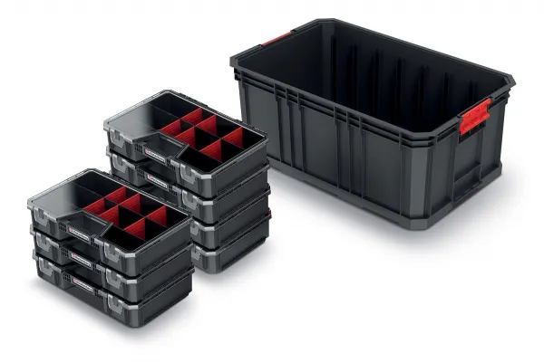 Prosperplast Dílenský box s organizéry 7 ks MODIXX 52 x 32,9 x 21 cm černo-červený