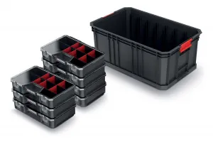 Prosperplast Dílenský box s organizéry 7 ks MODIXX 52 x 32,9 x 21 cm černo-červený