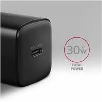 AXAGON ACU-PD30, Sil nabíjačka do siete 30W, 1x port USB-C, PD3.0/PPS/QC4+/SFC/AFC/Apple, čierna