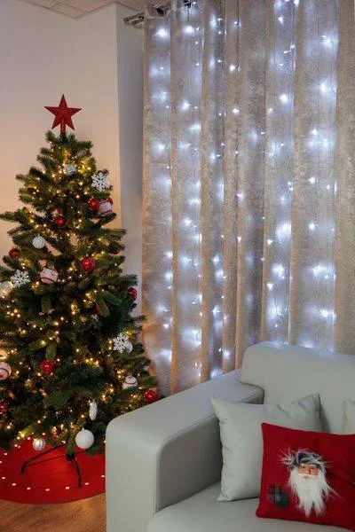 Reťaz MagicHome Vianoce Curtain, 160 LED studená biela, 230V, 50 Hz, 8 funkcií, časovač, osvetlenie, L-1,5 + 2 m