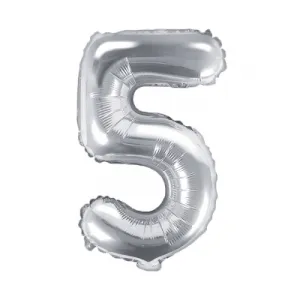 BALÓNIK fóliový "5" strieborná 35cm