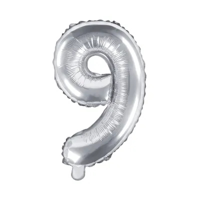 BALÓNIK fóliový "9" strieborná 35cm