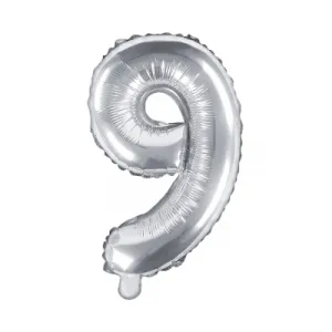BALÓNIK fóliový "9" strieborná 35cm