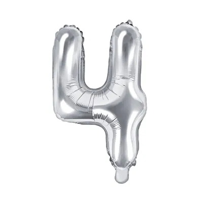 BALÓNIK fóliový "4" strieborná 35cm