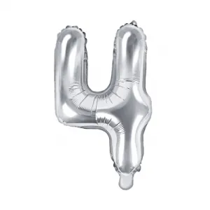 BALÓNIK fóliový "4" strieborná 35cm