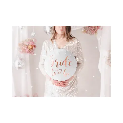 Balónik fóliový biely, rosegold "Bride to be" 35 cm
