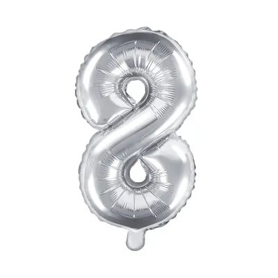 BALÓNIK fóliový "8" strieborná 35cm