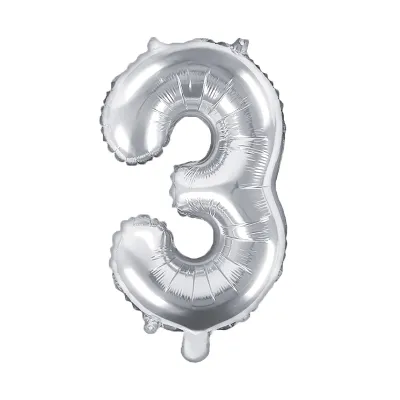 BALÓNIK fóliový "3" strieborná 35cm