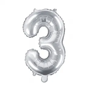 BALÓNIK fóliový "3" strieborná 35cm