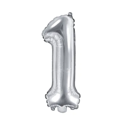 BALÓNIK fóliový "1" strieborná 35cm