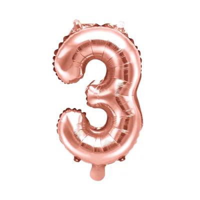 Balónik fóliový 35 cm rose gold číslo 3 ALBI