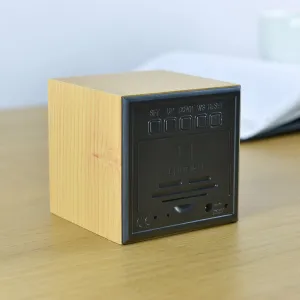 Budík "Cube Click", buk / zelená - Gingko