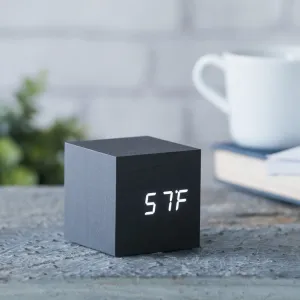 Budík "Cube Click", čierna / biela - Gingko