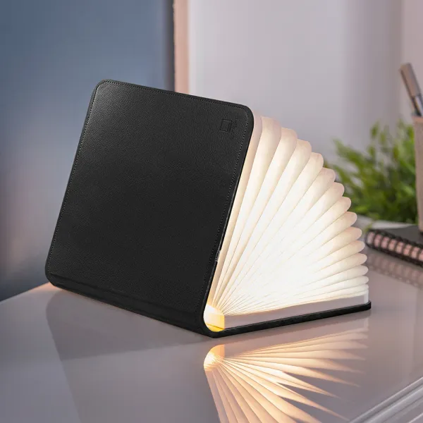 Rozkladacie svetlo "Smart Book" mini, čierna koža - Gingko