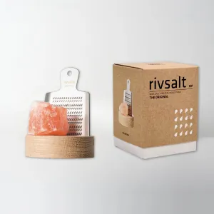 Soľnička RIVSALT s kryštálom pravej himalájskej soli a strúhadlom, malá - rivsalt