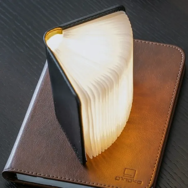 Rozkladacie svetlo "Smart Book" mini, čierna koža - Gingko