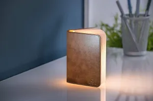 Rozkladacie svetlo "Smart Book" mini, hnedá koža - Gingko