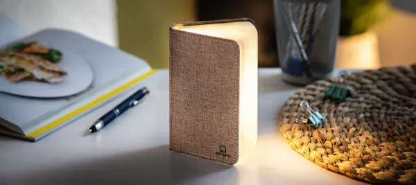 Rozkladacie svetlo "Smart Book" mini, hnedá látka - Gingko