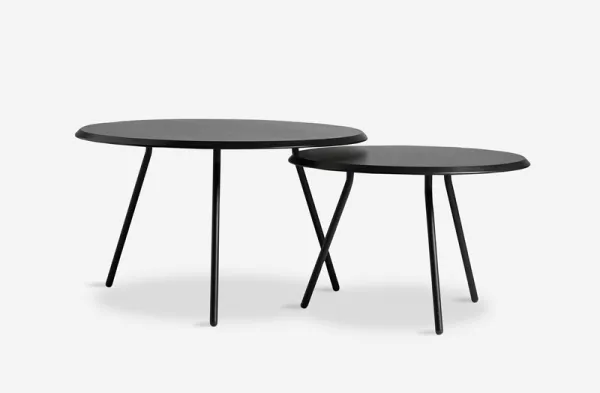 Konferenčný stolík "Soround", 14 variantov - Woud Varianta: Ø 75 cm - dub, čierny | čierne nohy (44 cm)