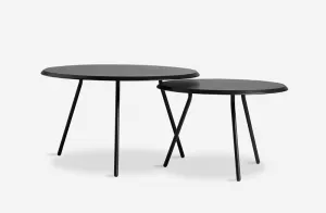 Konferenčný stolík "Soround", 14 variantov - Woud Varianta: Ø 75 cm - dub, čierny | čierne nohy (44 cm)