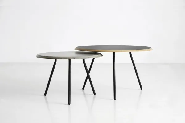 Konferenčný stolík "Soround", 14 variantov - Woud Varianta: Ø 75 cm - dub, čierny | čierne nohy (44 cm)