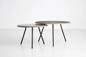 Konferenčný stolík "Soround", 14 variantov - Woud Varianta: Ø 75 cm - dub, čierny | čierne nohy (44 cm)