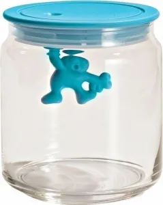 Dizajnová sklenená nádoba s modrým vrchnákom Gianni, priem. 10.5 cm - Alessi