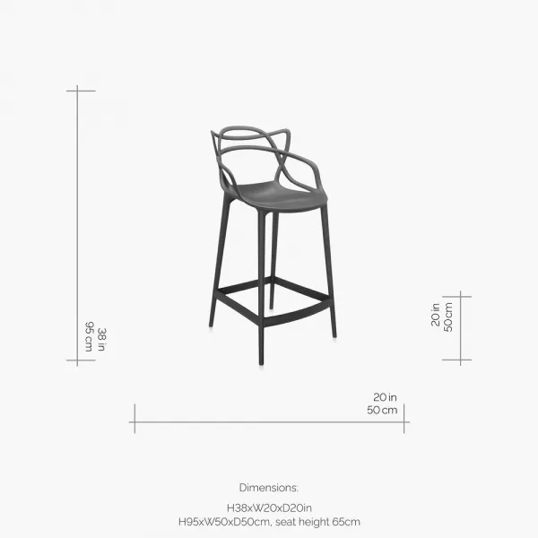 Barová stolička Masters, v. 65 cm, viac farieb - Kartell Farba: černá