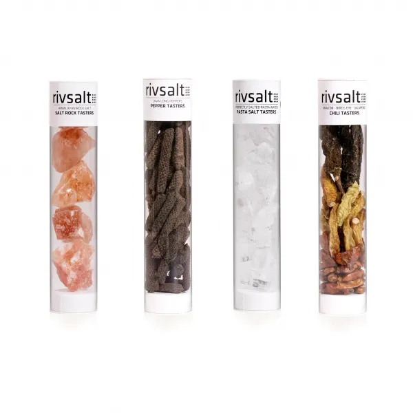 Set Spice Tasters so strúhadlom - soľ, korenie, chili v darčekovom balení - rivsalt