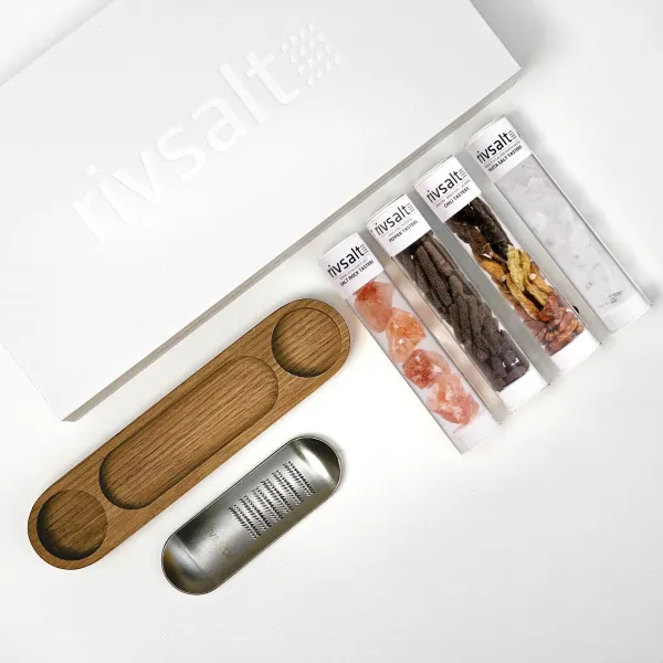 Set Spice Tasters so strúhadlom - soľ, korenie, chili v darčekovom balení - rivsalt
