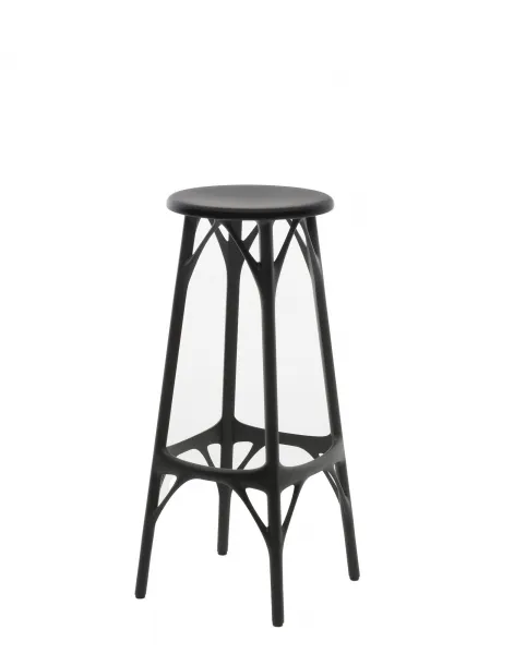 Barová stolička A.I. STOOL LIGHT, v. 65 cm, čierna - Kartell