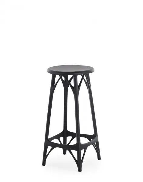 Barová stolička A.I. STOOL LIGHT, v. 65 cm, čierna - Kartell