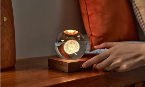 Stolná lampička s 3D laserovaným motívom, viac variantov - Gingko Motiv: delfíni