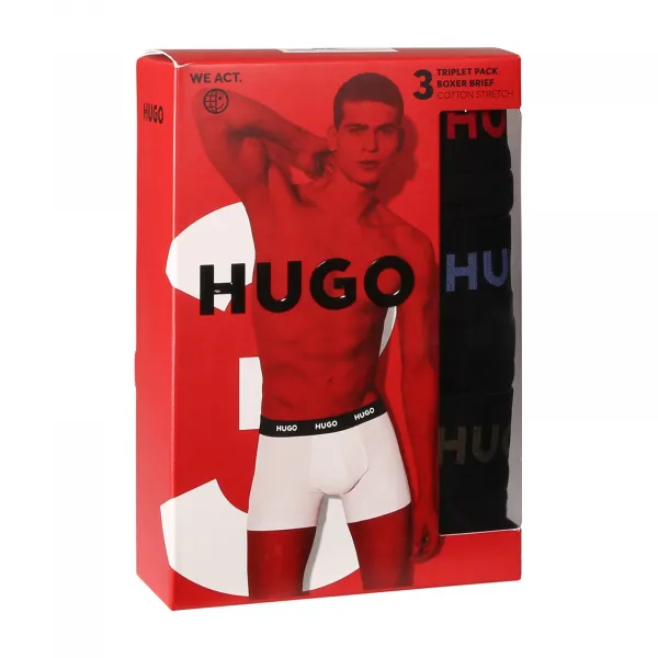 3PACK pánske boxerky HUGO čierne (50532613 972) L, trenky